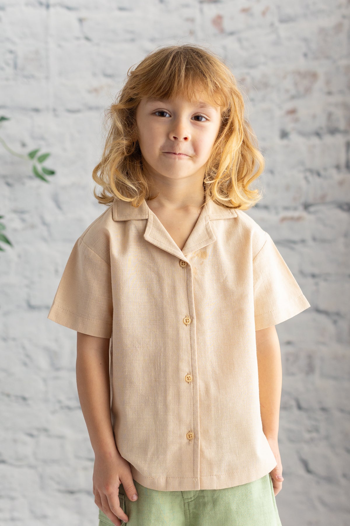 Beige Shirt & Short Set