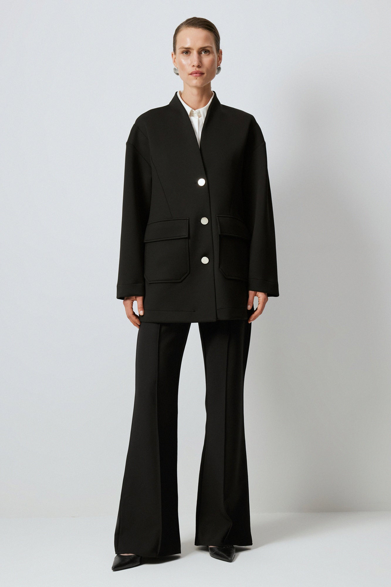 Button Detail Scuba Jacket