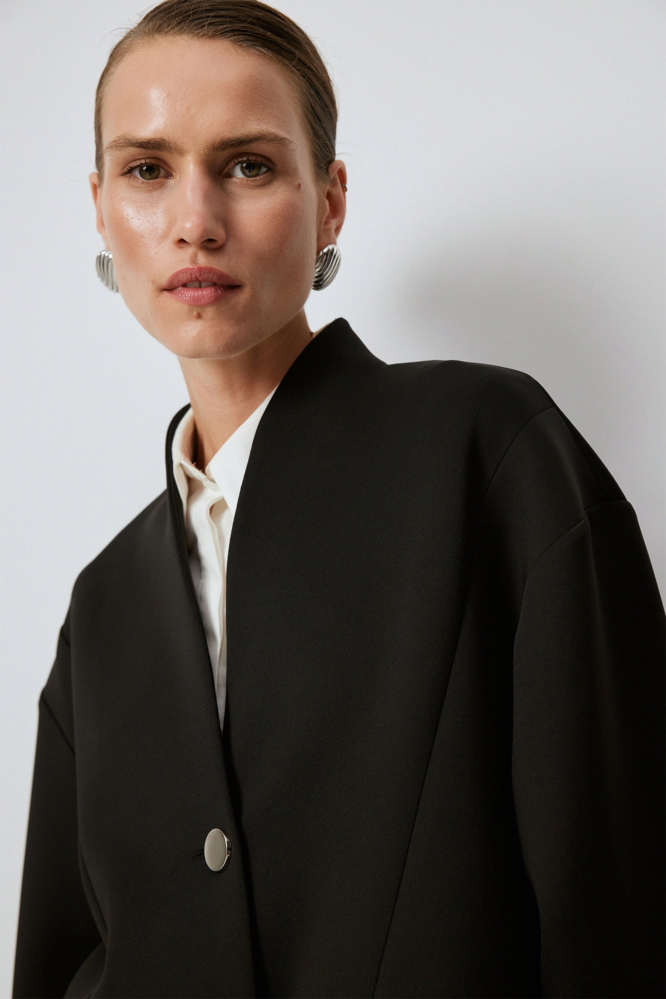 Button Detail Scuba Jacket