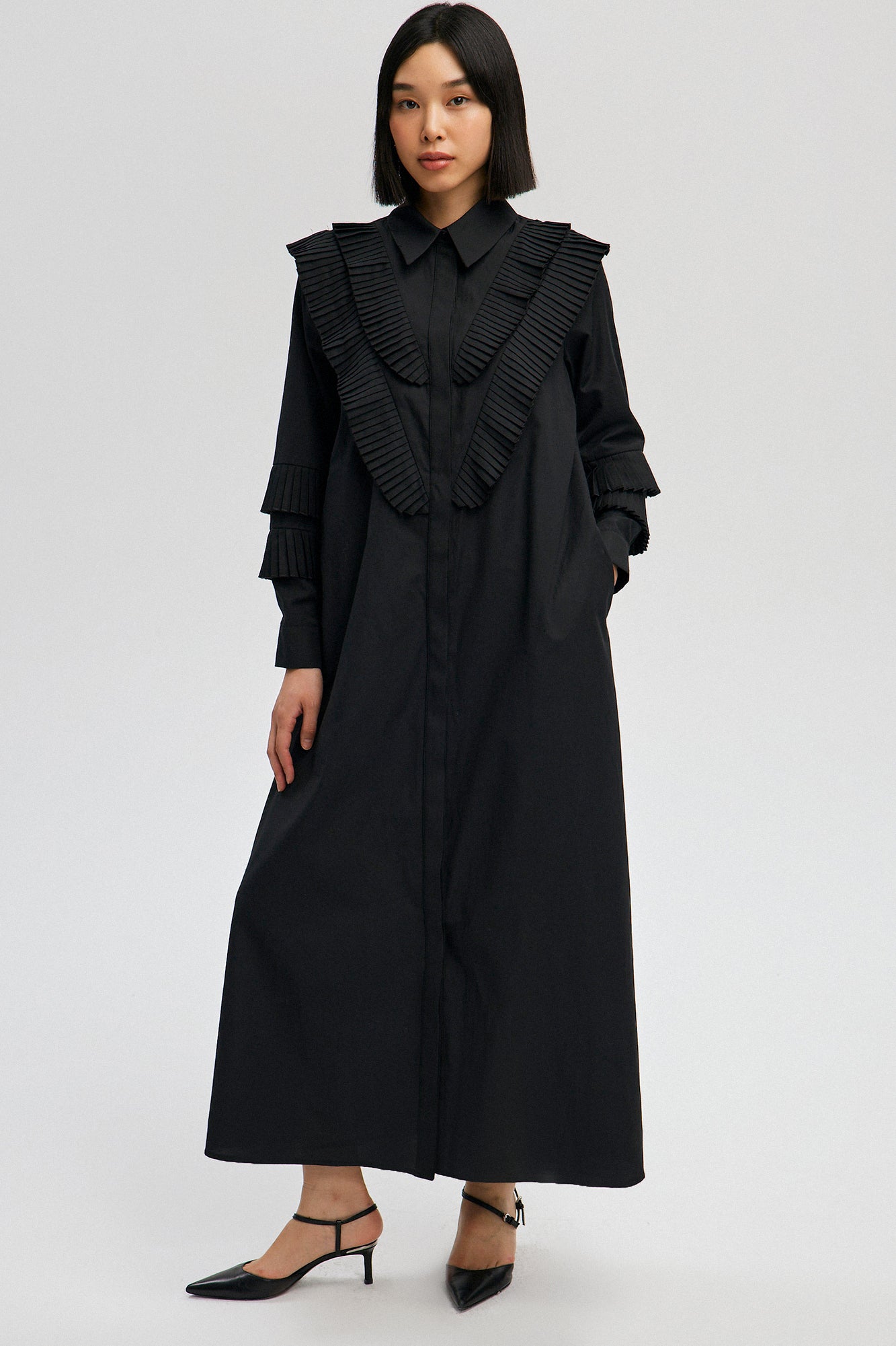 Pleat Detailed Shirt Dress