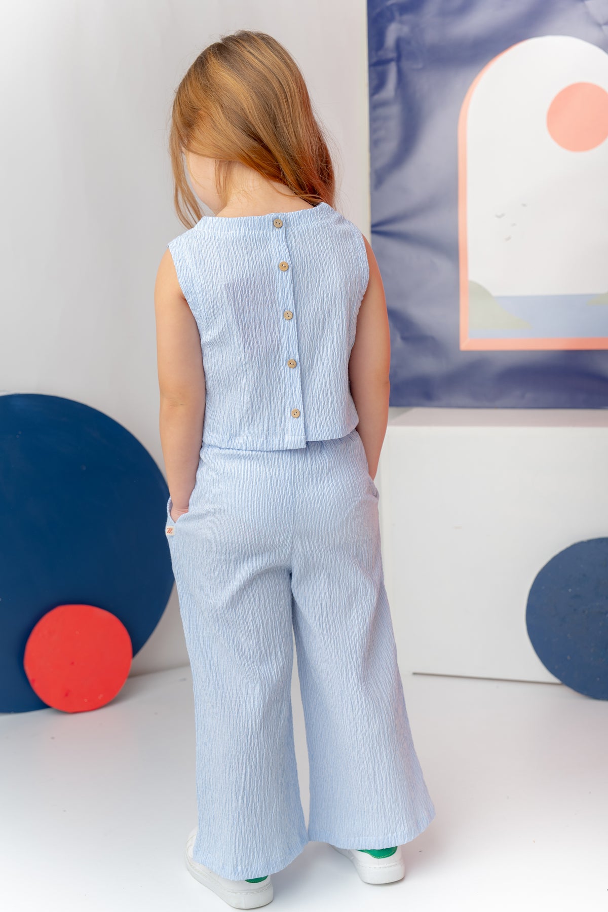 Blue Stripe Top/Trouser Set