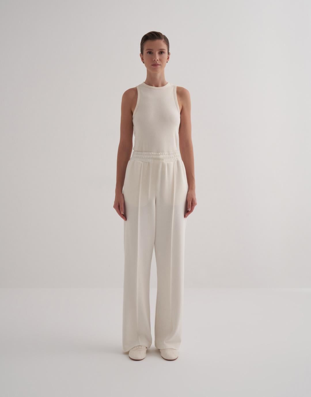 Ecru Modal Straight Trouser