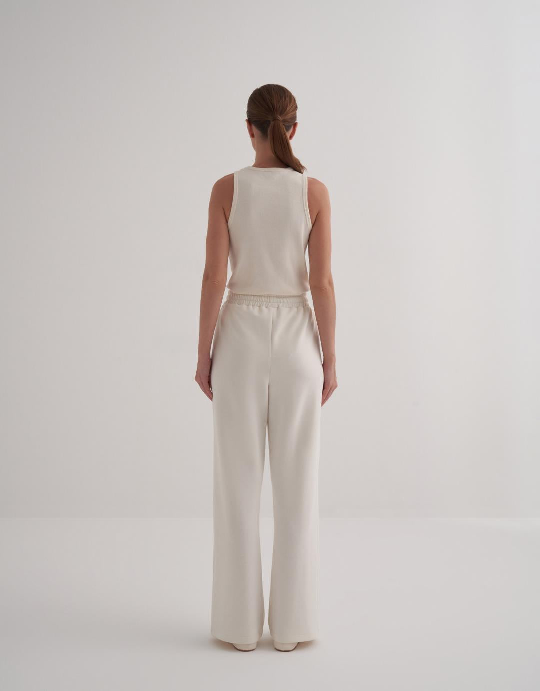Ecru Modal Straight Trouser