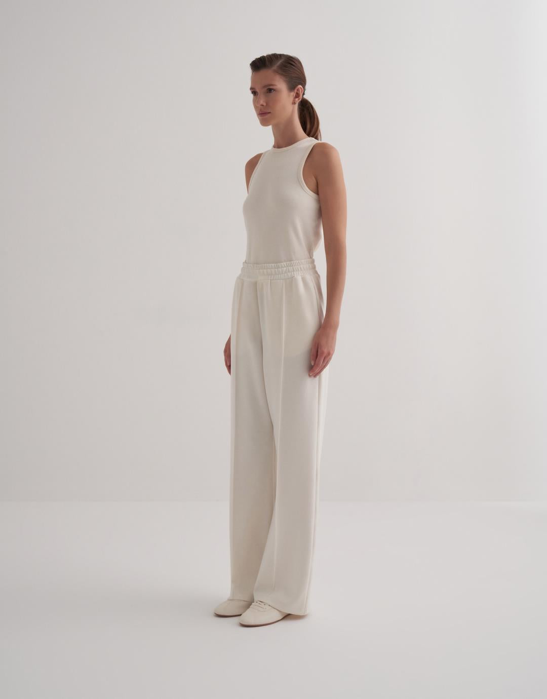 Ecru Modal Straight Trouser