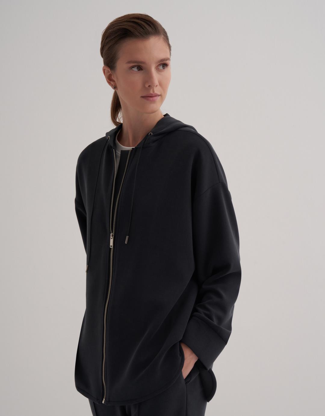 Black Zipped Modal Sweatshirt