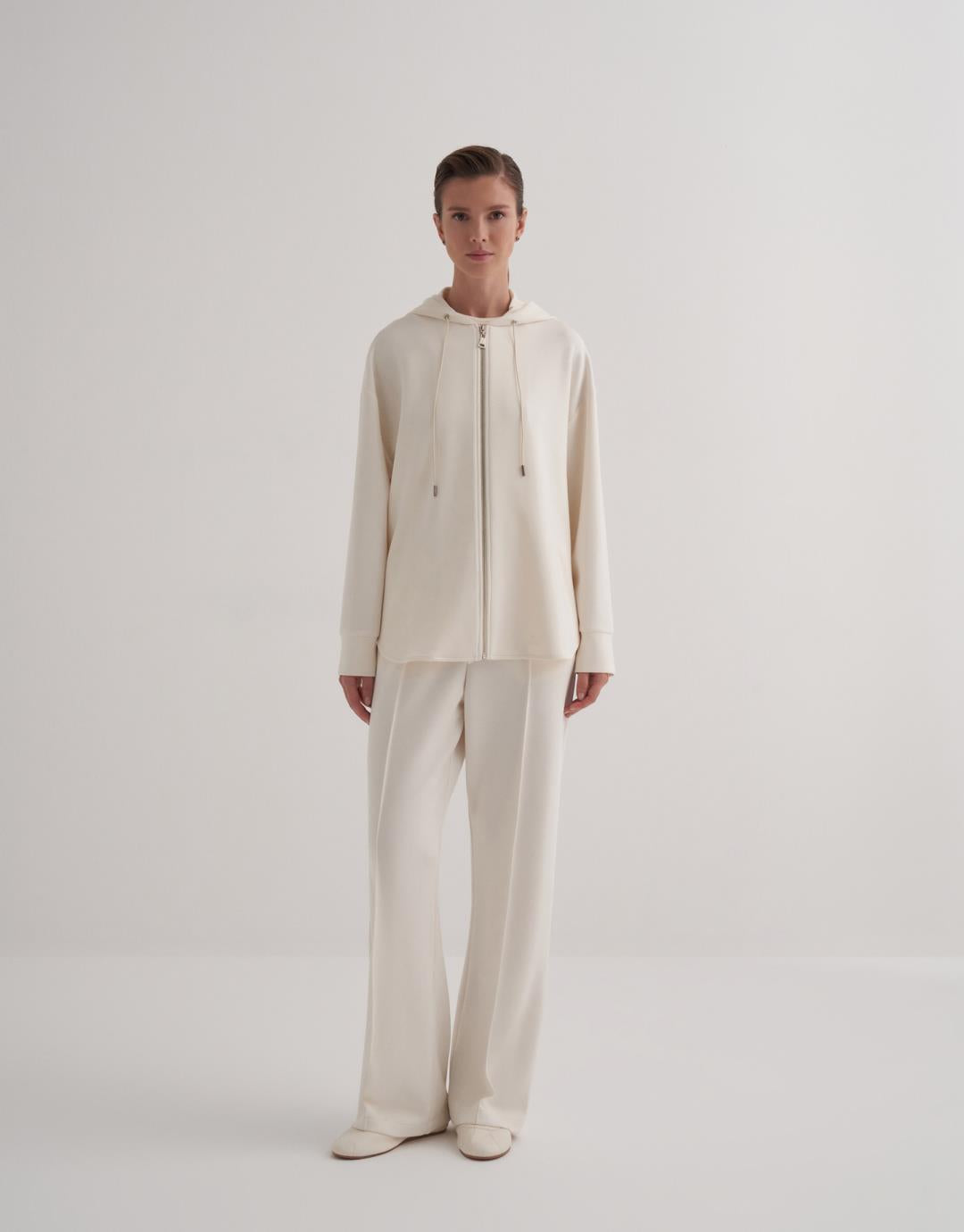 Ecru Modal Straight Trouser