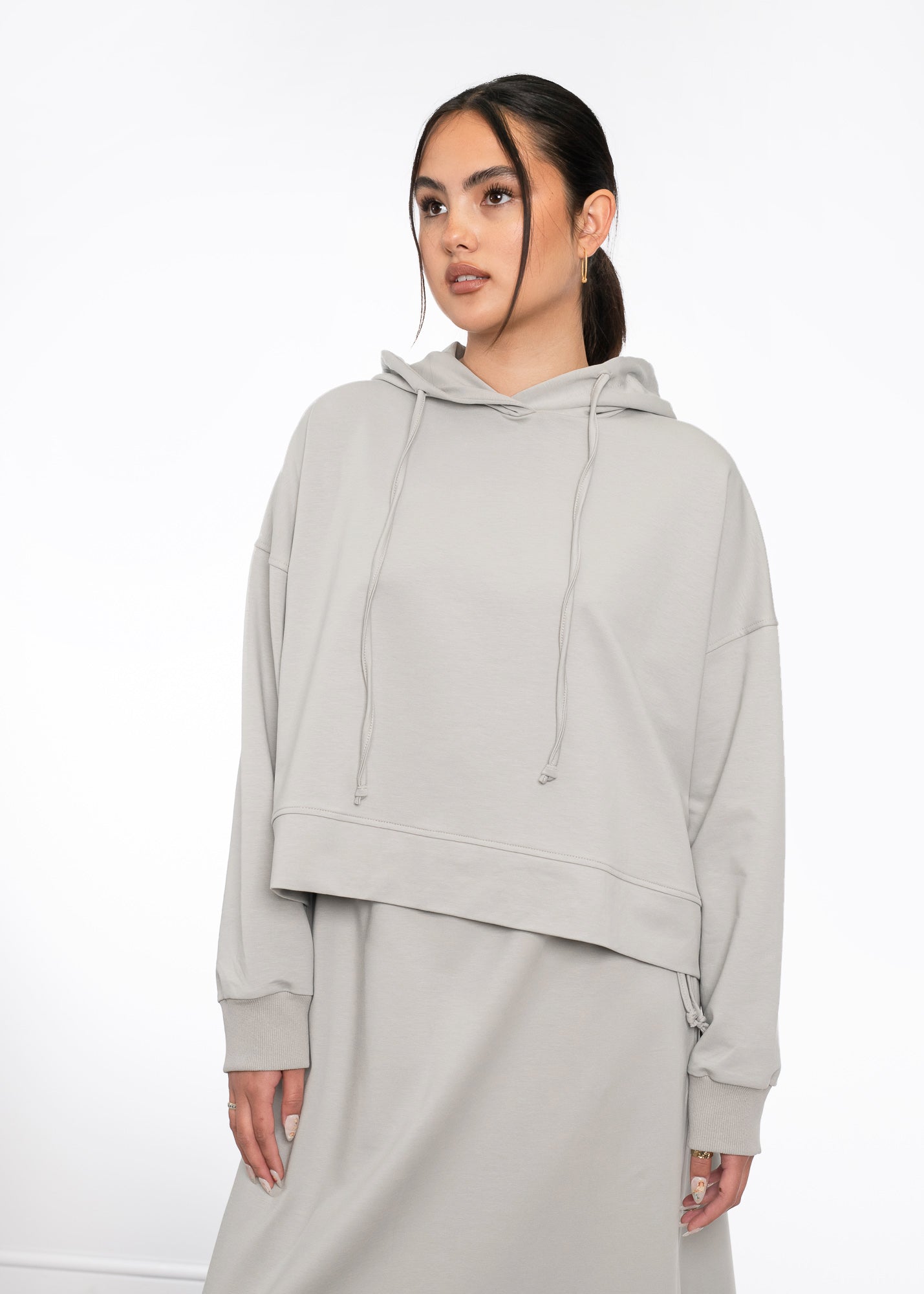 Cropped Cotton Hoodie