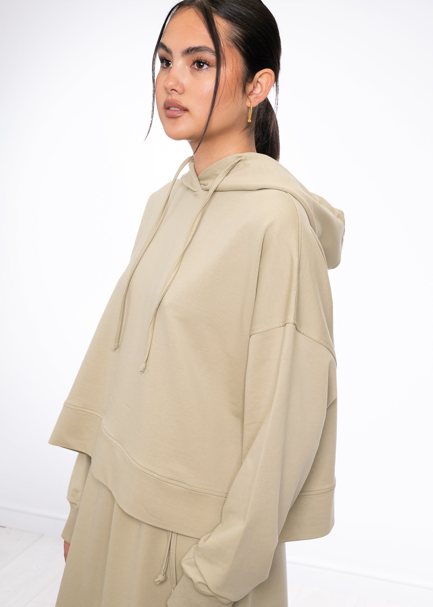 Cropped Cotton Hoodie