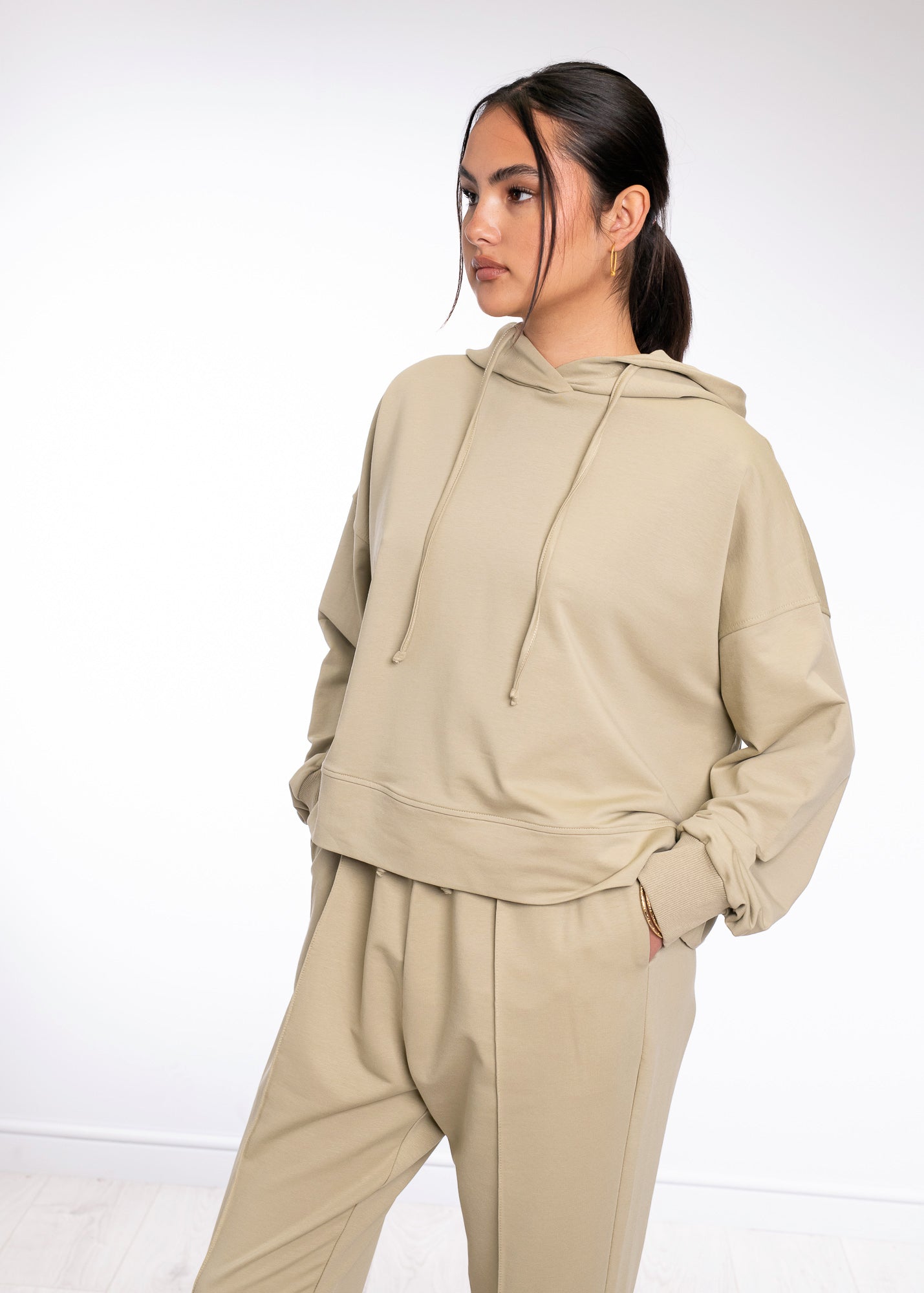 Cropped Cotton Hoodie