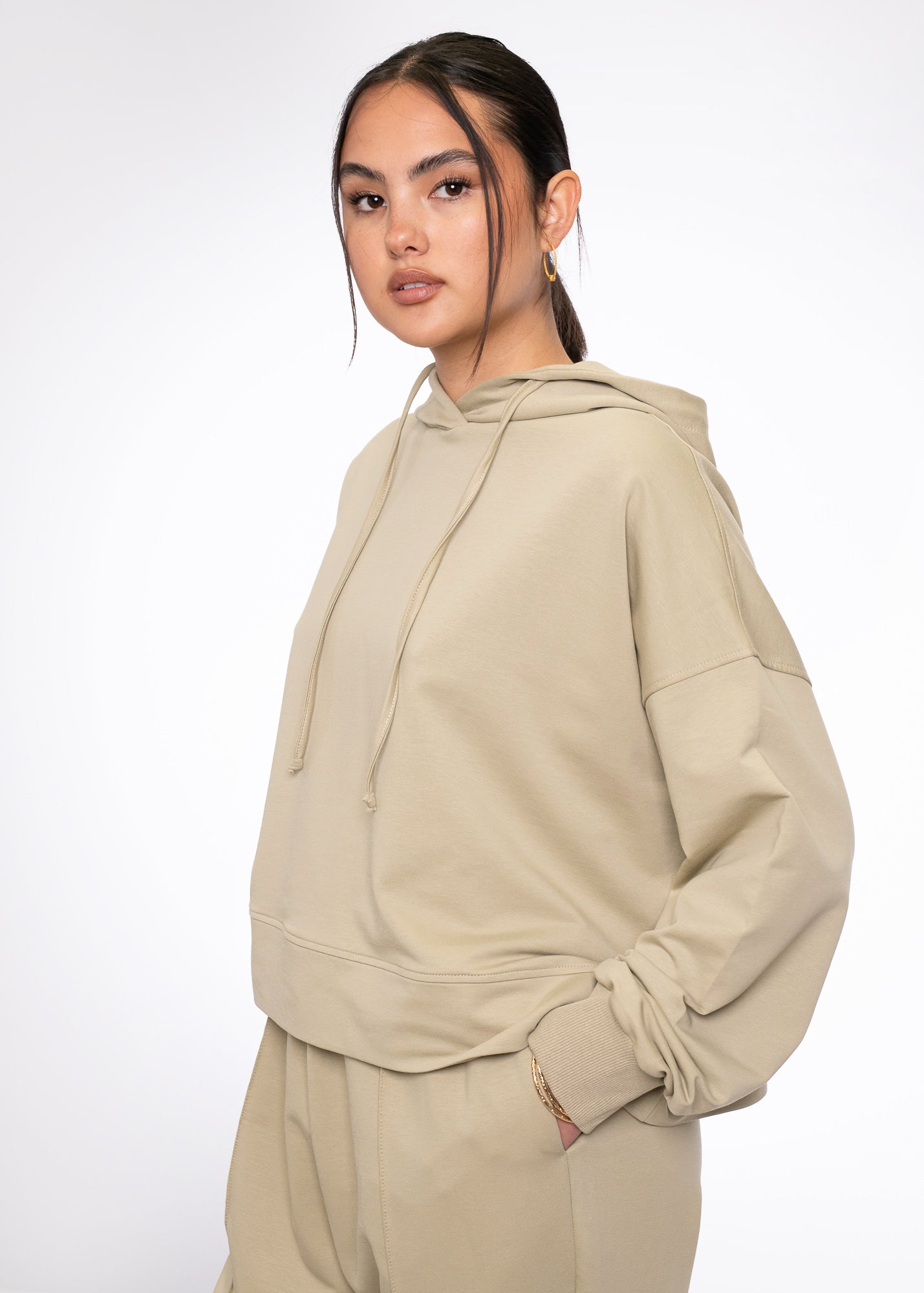 Cropped Cotton Hoodie