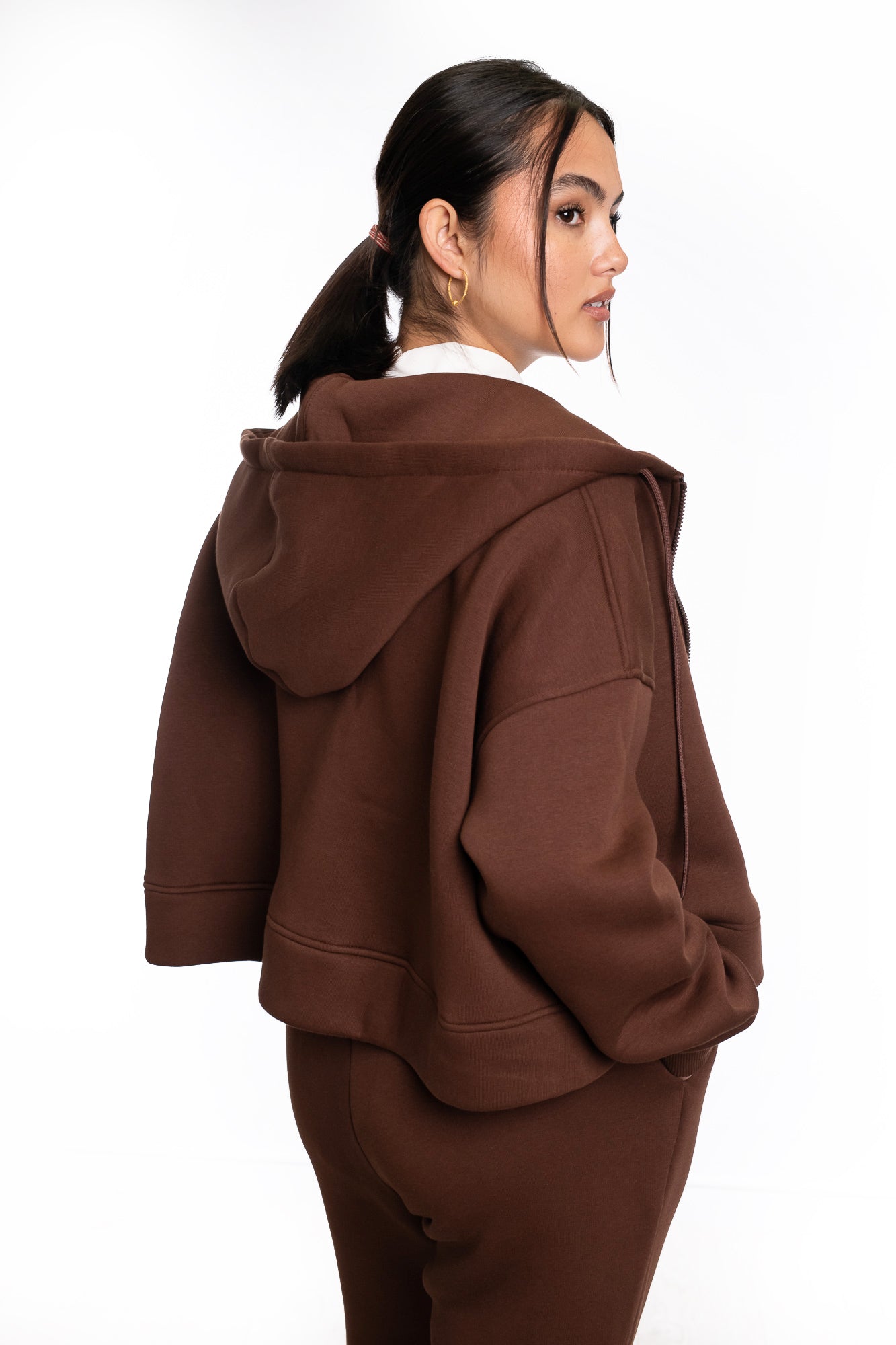 Cropped Oversized Plush Hoodie