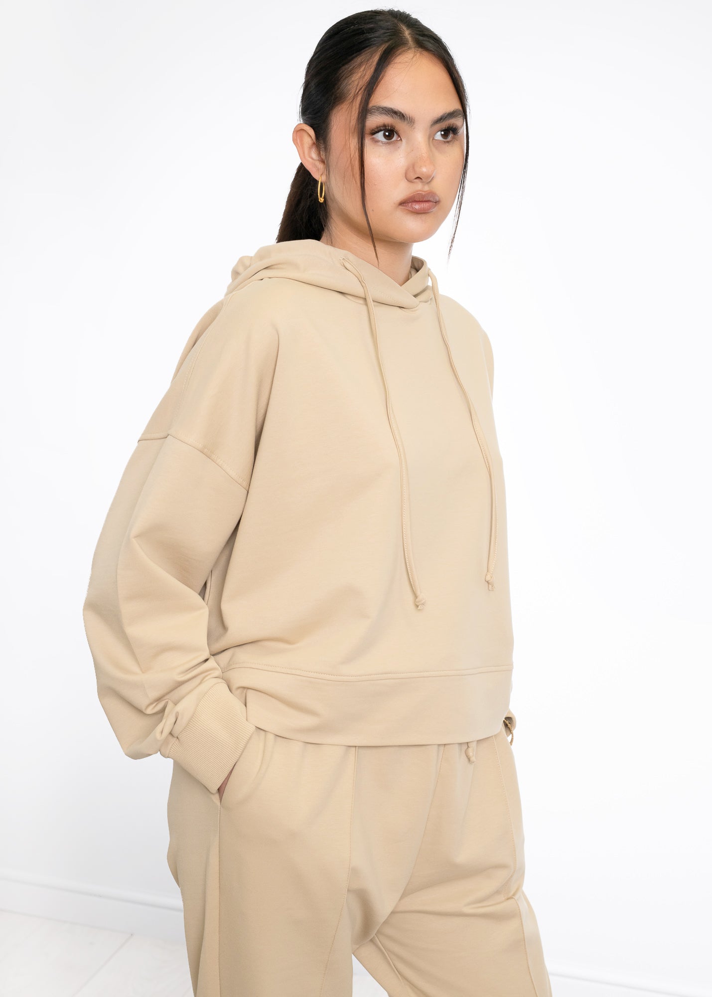 Cropped Cotton Hoodie