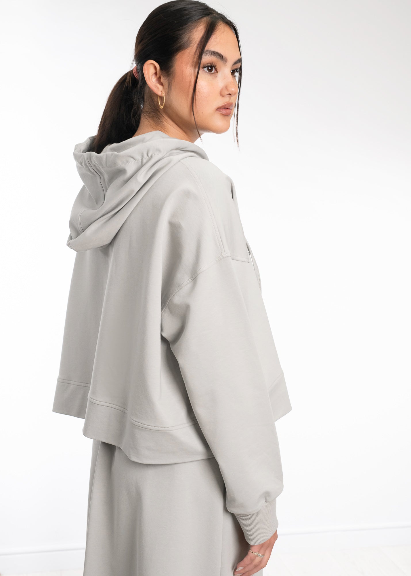 Cropped Cotton Hoodie