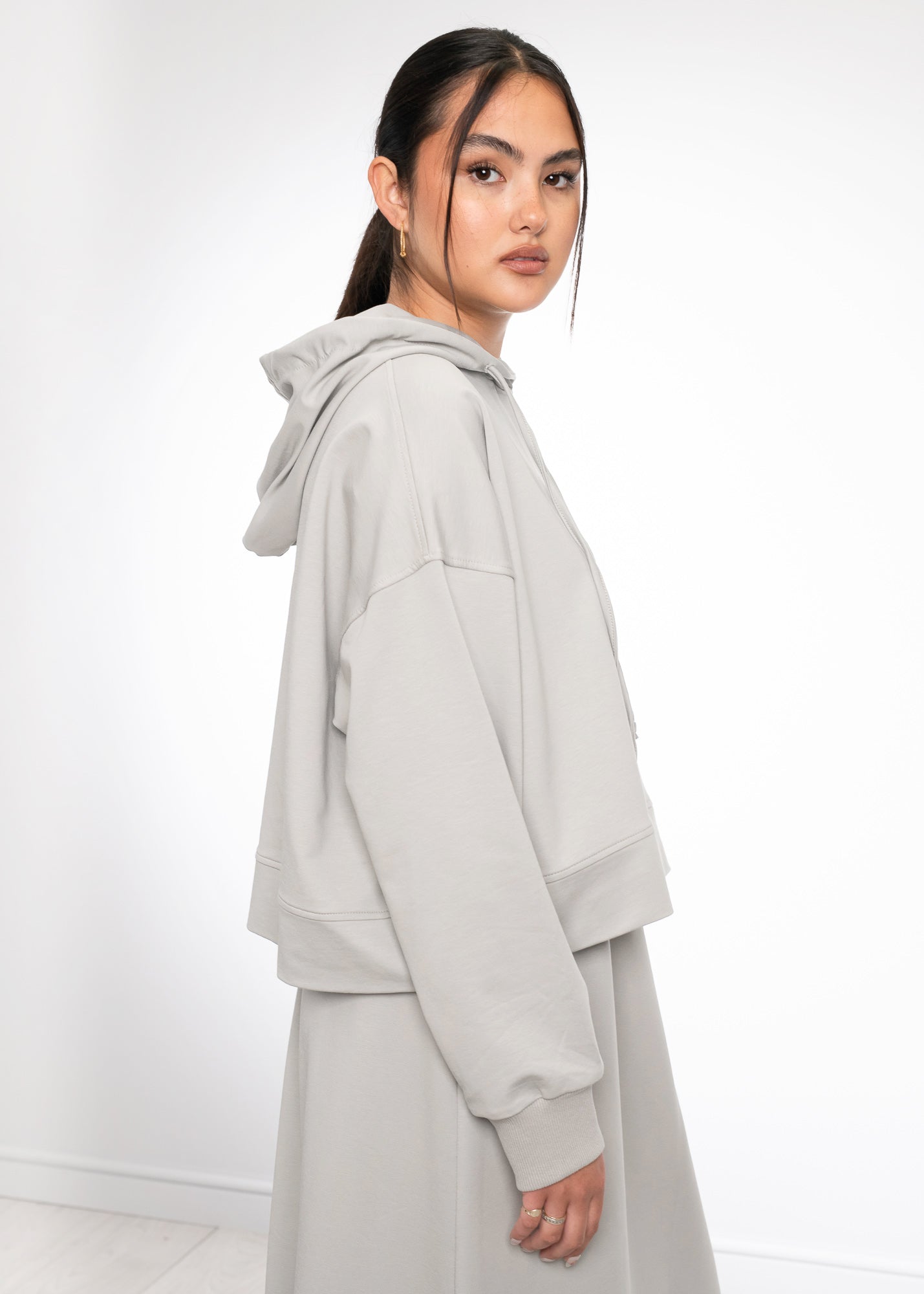 Cropped Cotton Hoodie
