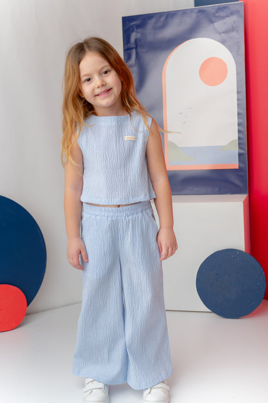 Blue Stripe Top/Trouser Set