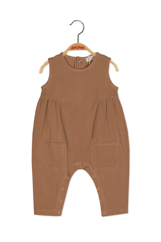Organic Cotton Beige Romper