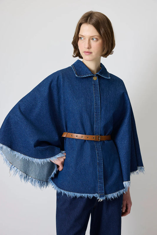Cotton Denim Effect Poncho