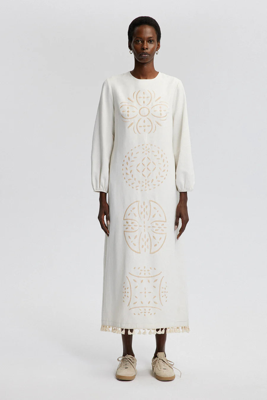 Maxi Linen Embroidered Dress