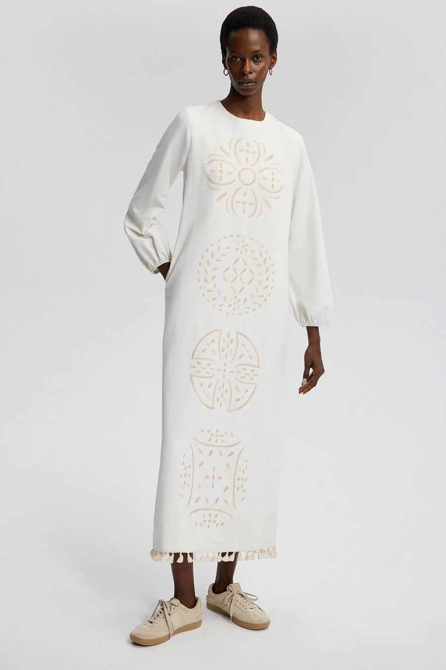 Maxi Linen Embroidered Dress