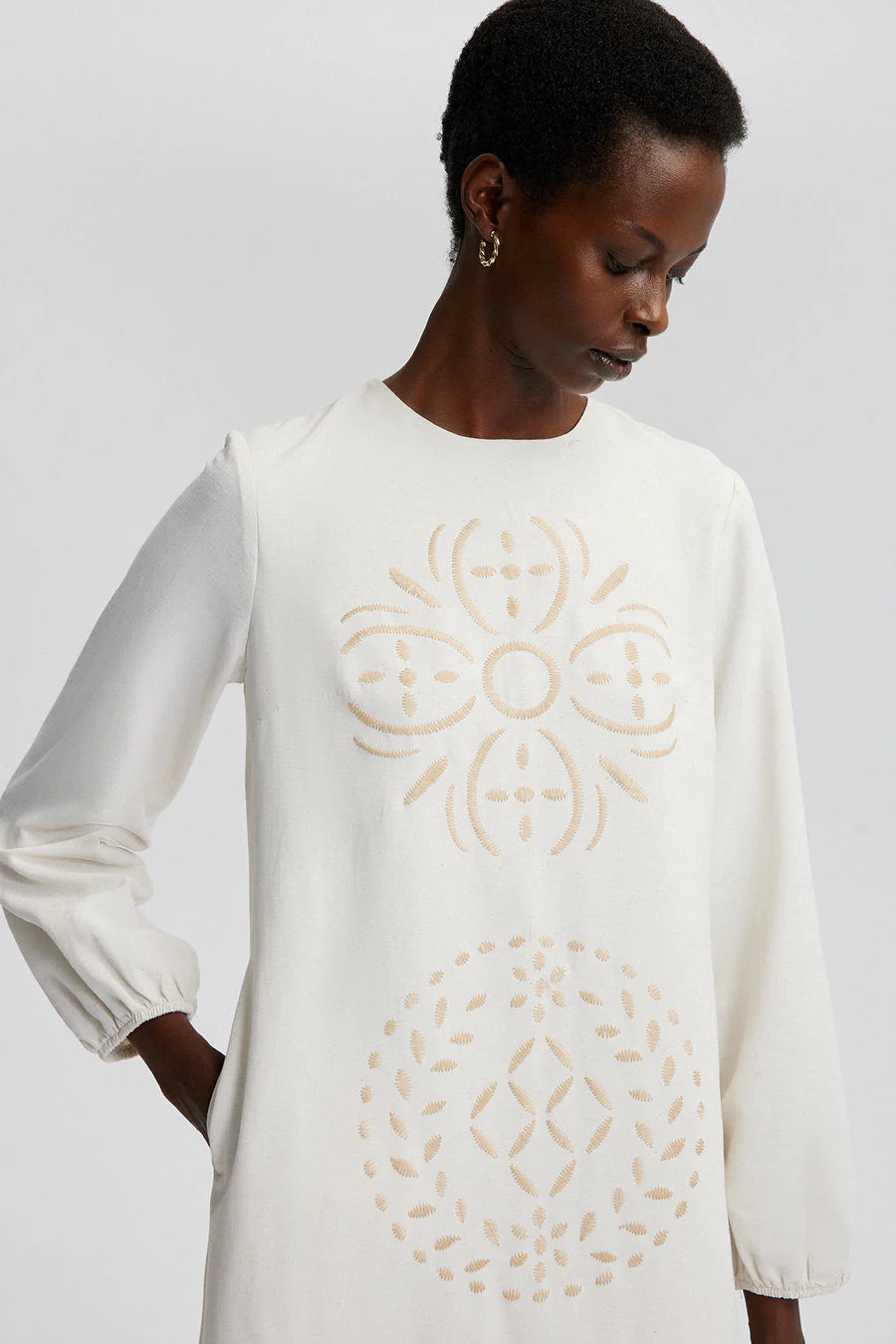 Maxi Linen Embroidered Dress